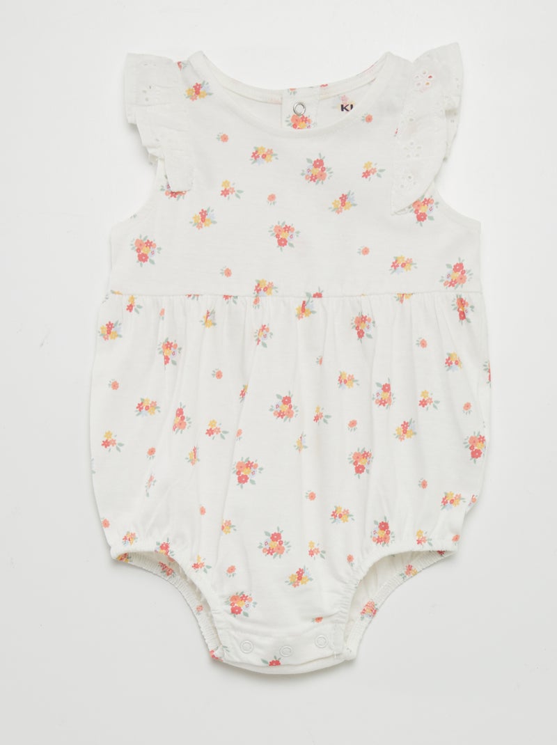 Body sem mangas com bordado inglês BRANCO - Kiabi