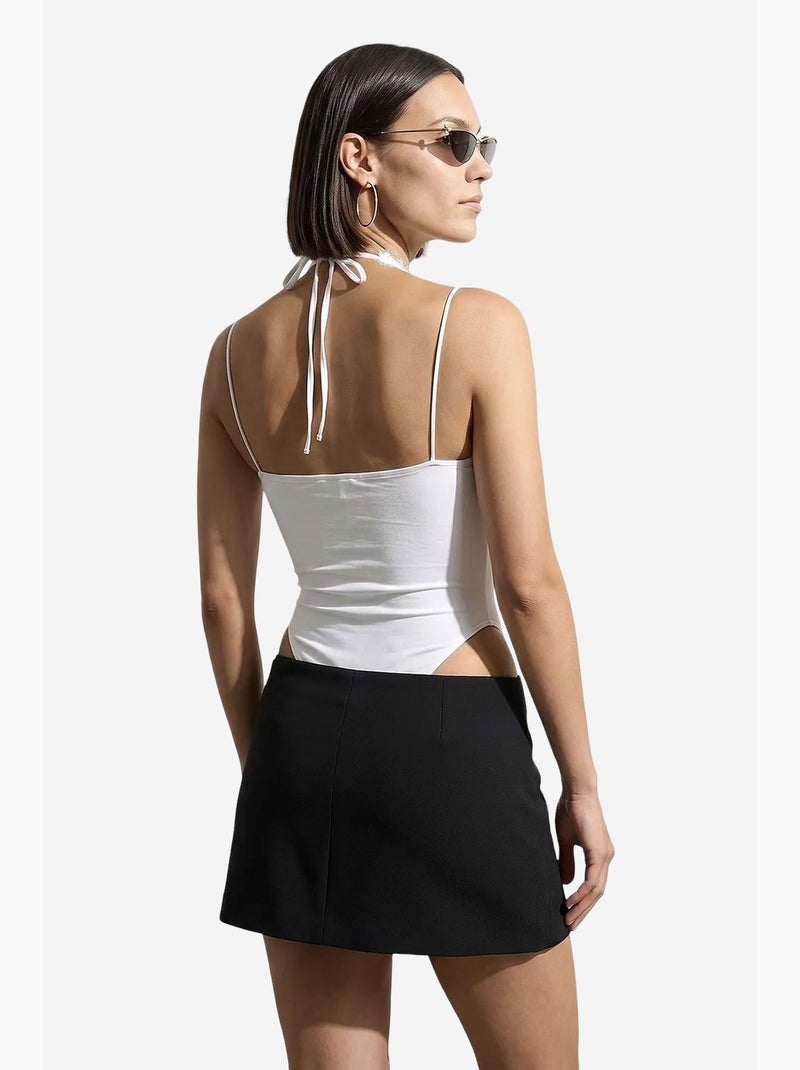 Body sem mangas com recortes bordados dilvin Branco - Kiabi
