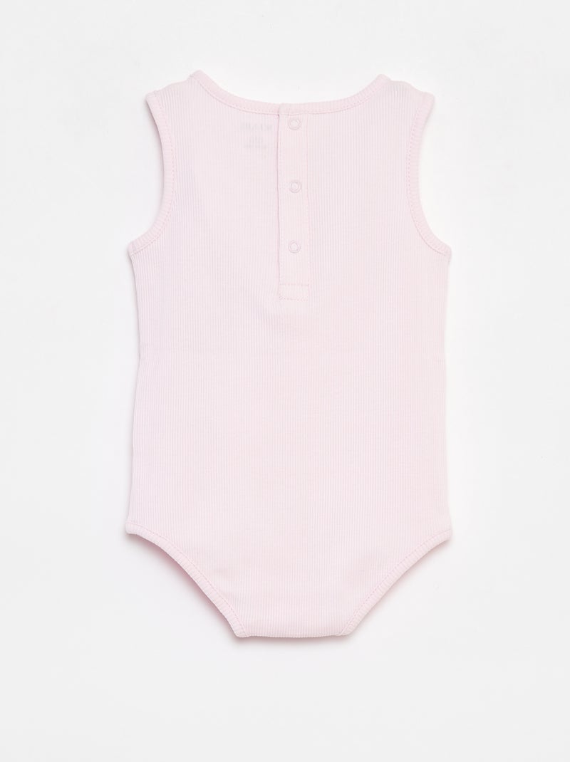 Body sem mangas nervurado e bordado ROSA - Kiabi