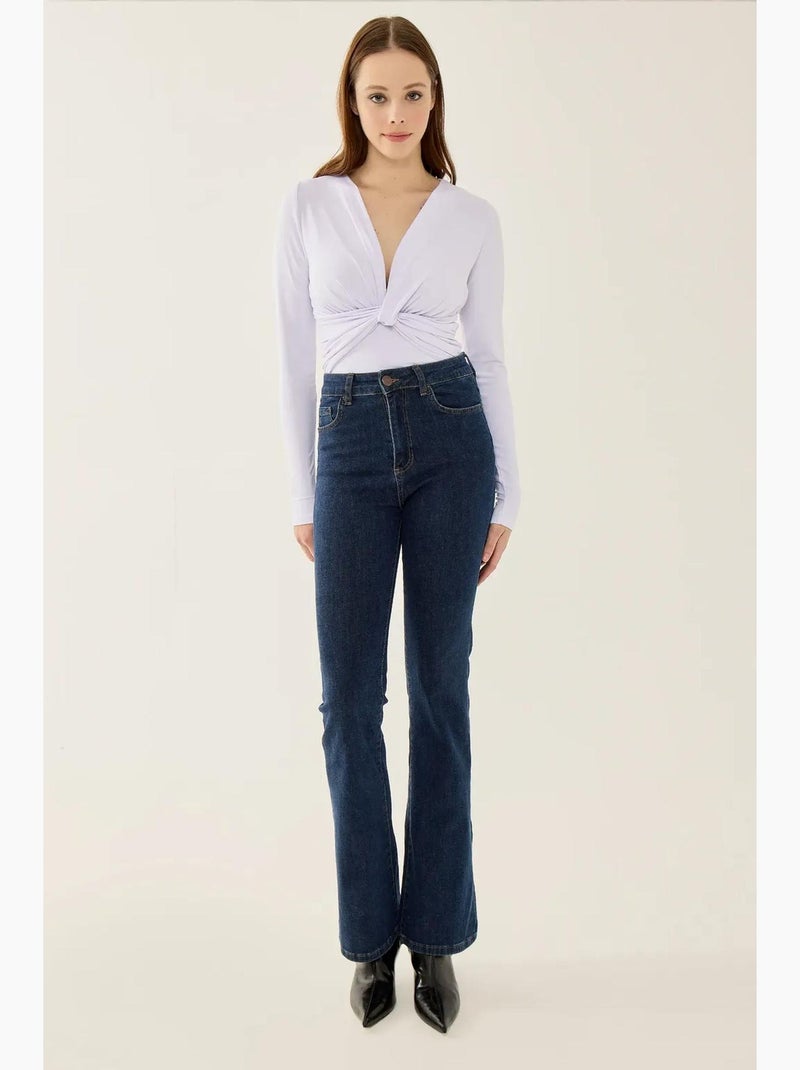 Body slim fit com decote em v e manga comprida hiccup Lilás-claro - Kiabi