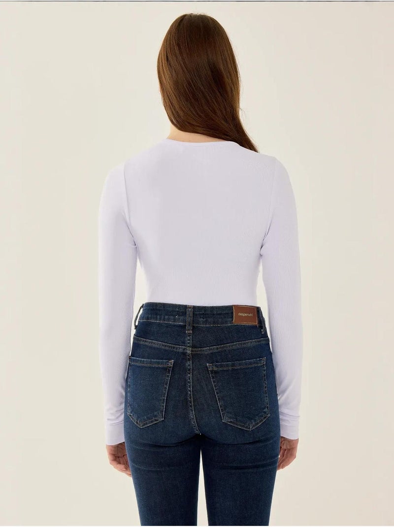 Body slim fit com decote em v e manga comprida hiccup Lilás-claro - Kiabi
