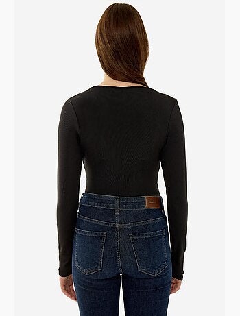 Body slim fit com decote em v e manga comprida hiccup