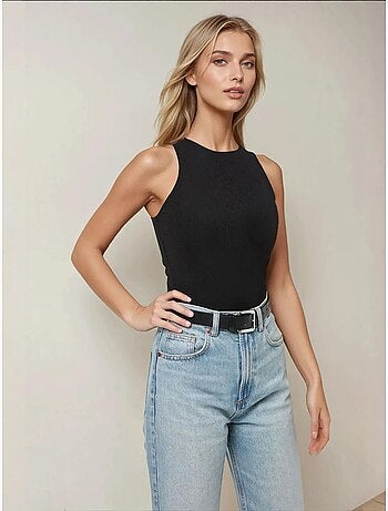 Body slim fit com gola halter texturizada hiccup