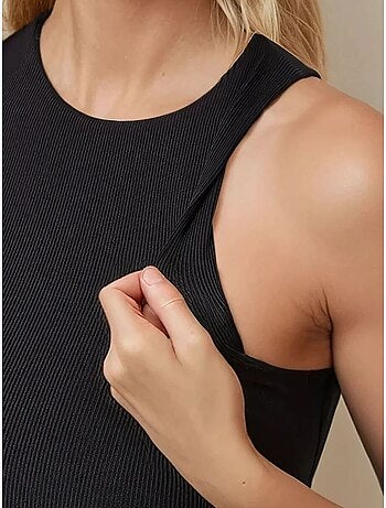 Body slim fit com gola halter texturizada hiccup