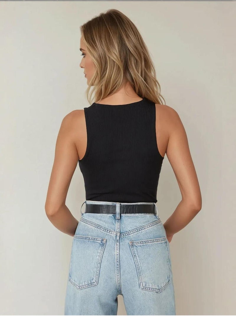 Body slim fit com gola halter texturizada hiccup Preto - Kiabi