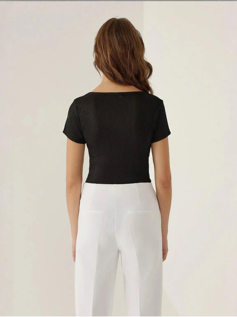 Body slim fit com gola redonda hiccup Preto - Kiabi