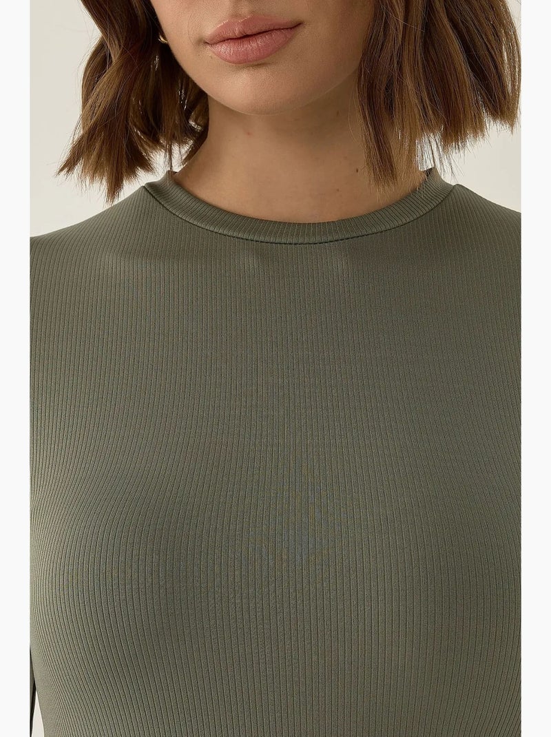 Body slim fit de manga comprida e gola redonda hiccup Verde - Kiabi