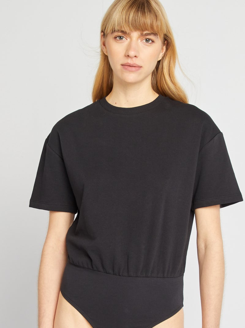 Body t-shirt de manga curta Preto - Kiabi