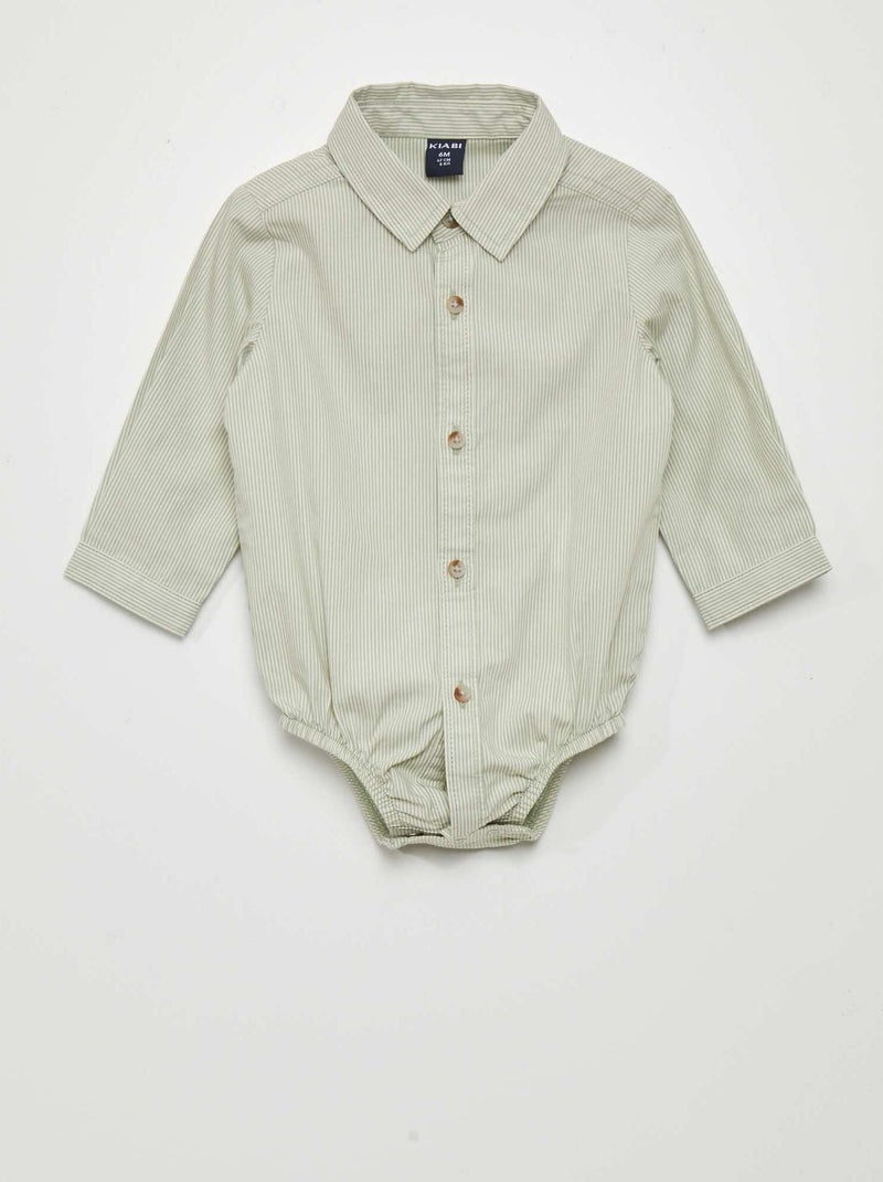 Body tipo camisa às 'riscas' VERDE - Kiabi