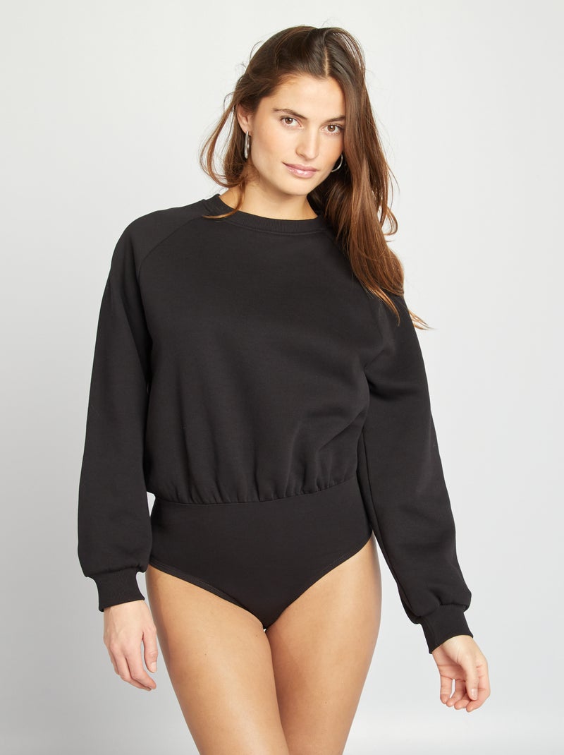 Body tipo sweatshirt em moletão Preto - Kiabi