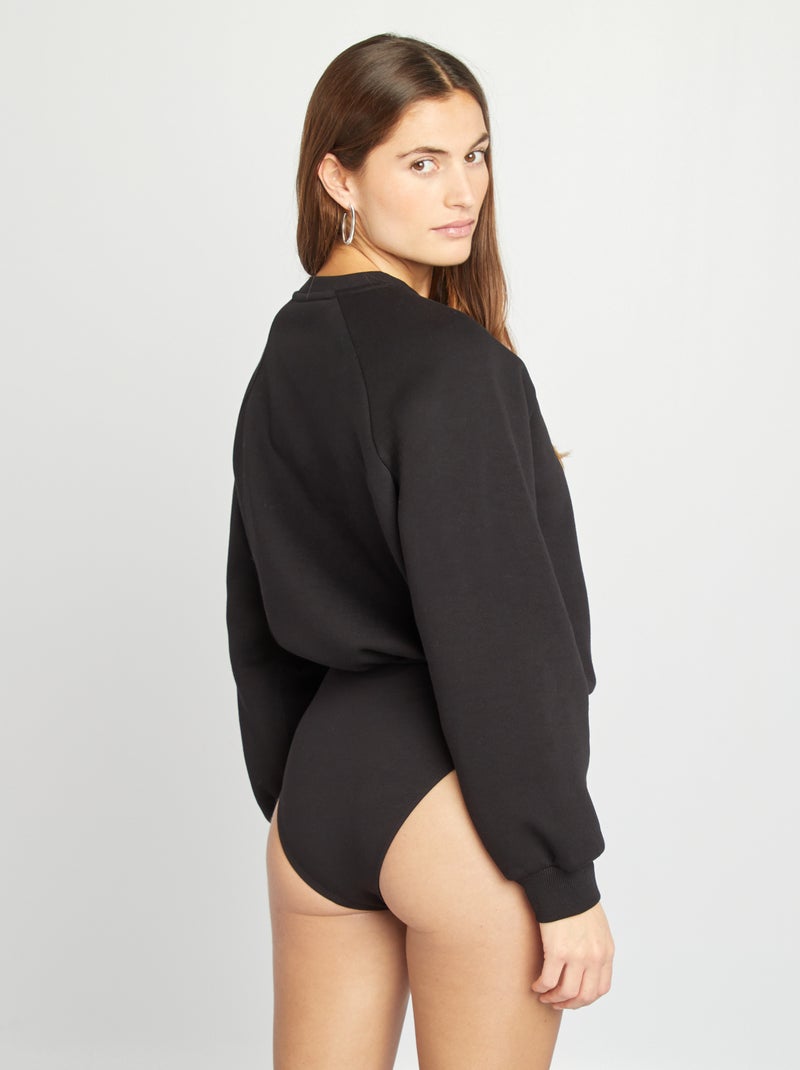 Body tipo sweatshirt em moletão Preto - Kiabi