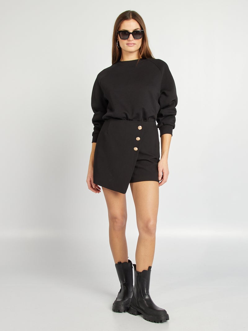 Body tipo sweatshirt em moletão Preto - Kiabi