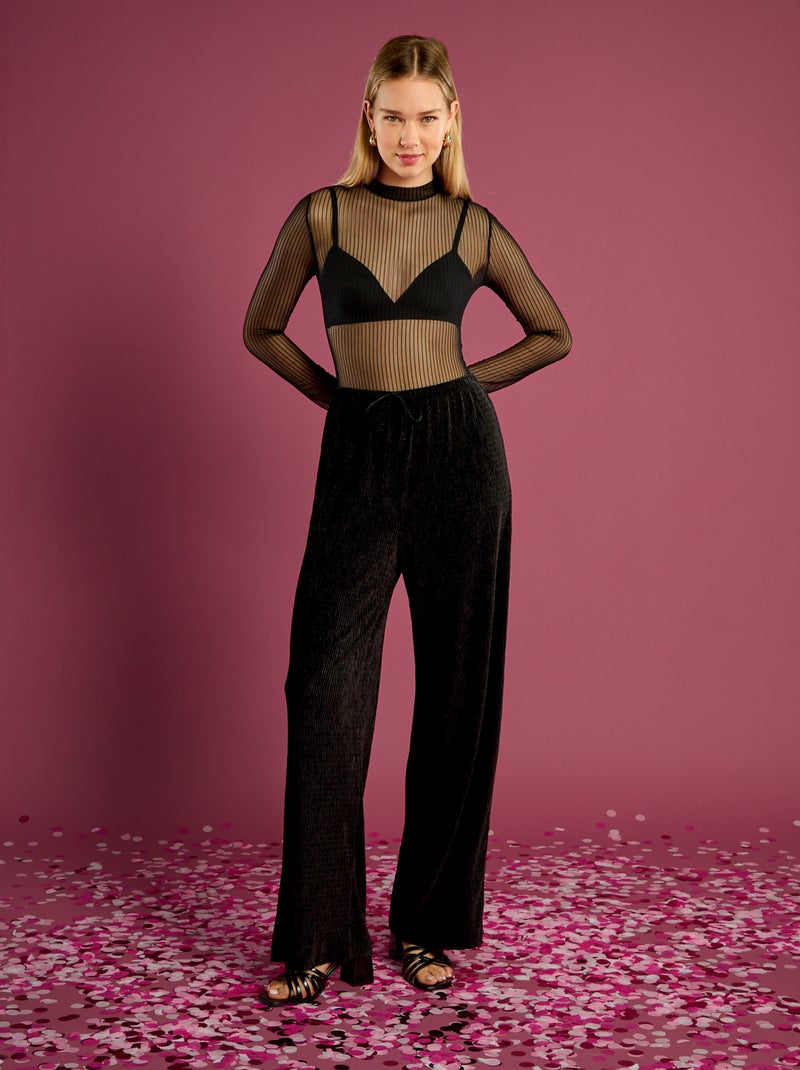 Body transparente com costas abertas Preto - Kiabi