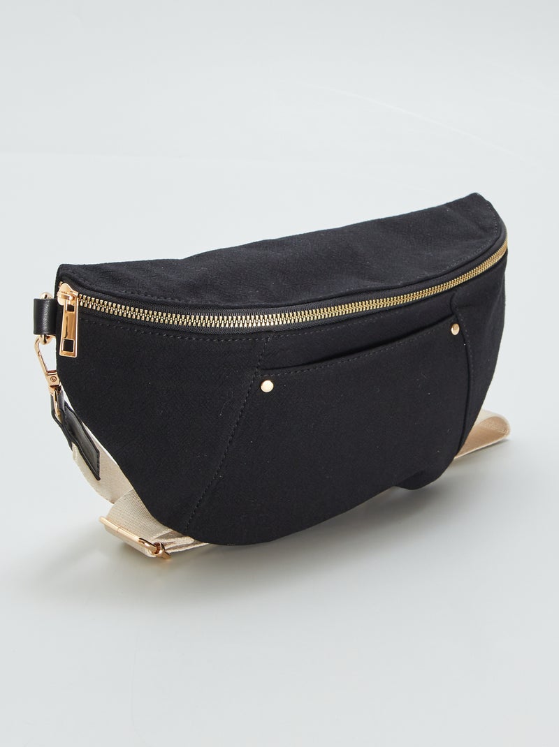 Bolsa de cintura com efeito linho PRETO - Kiabi