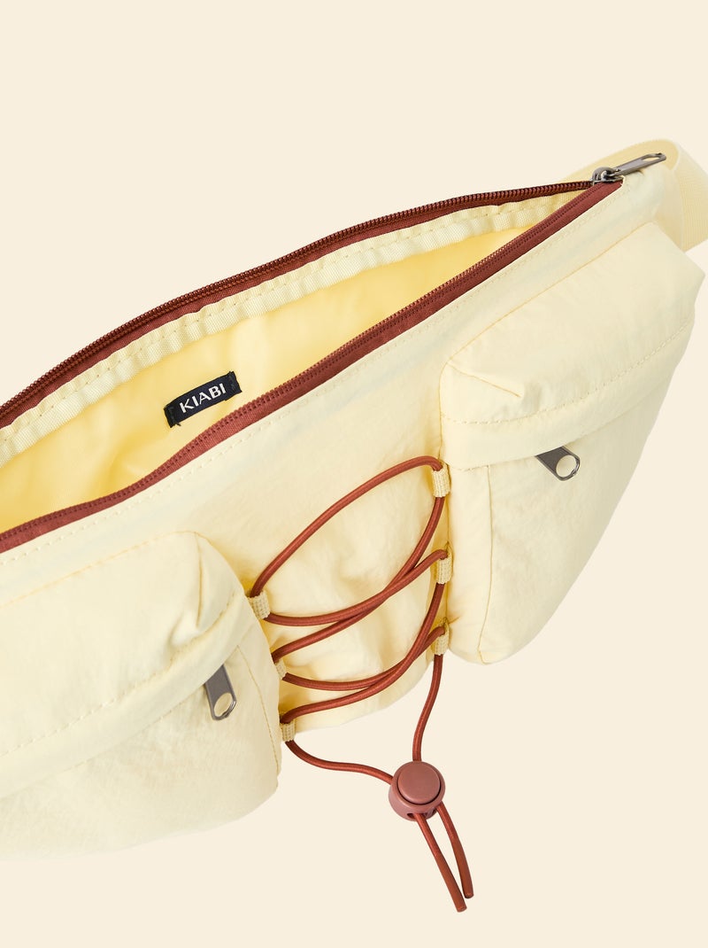 Bolsa de cintura desportiva (ekstract) com bolsos exteriores e interiores 15x40 cm Amarelo - Kiabi