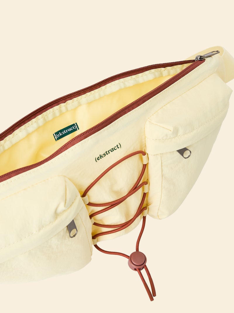 Bolsa de cintura desportiva (ekstract) com bolsos exteriores e interiores 15x40 cm Amarelo - Kiabi