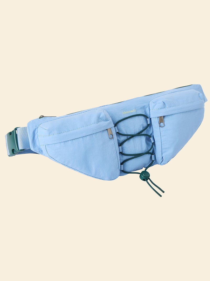 Bolsa de cintura desportiva (ekstract) com bolsos exteriores e interiores 15x40 cm Azul - Kiabi