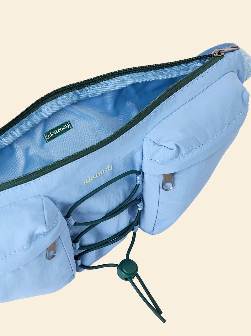 Bolsa de cintura desportiva (ekstract) com bolsos exteriores e interiores 15x40 cm Azul - Kiabi