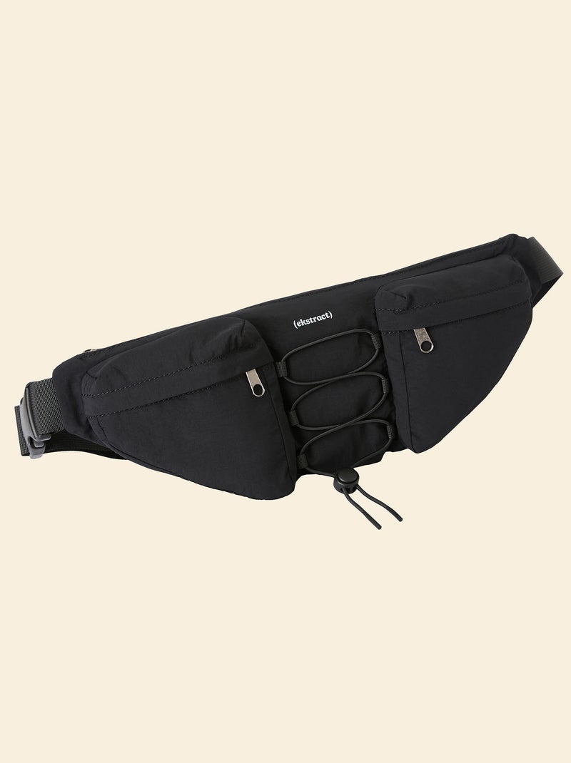Bolsa de cintura desportiva (ekstract) com bolsos exteriores e interiores 15x40 cm Preto - Kiabi