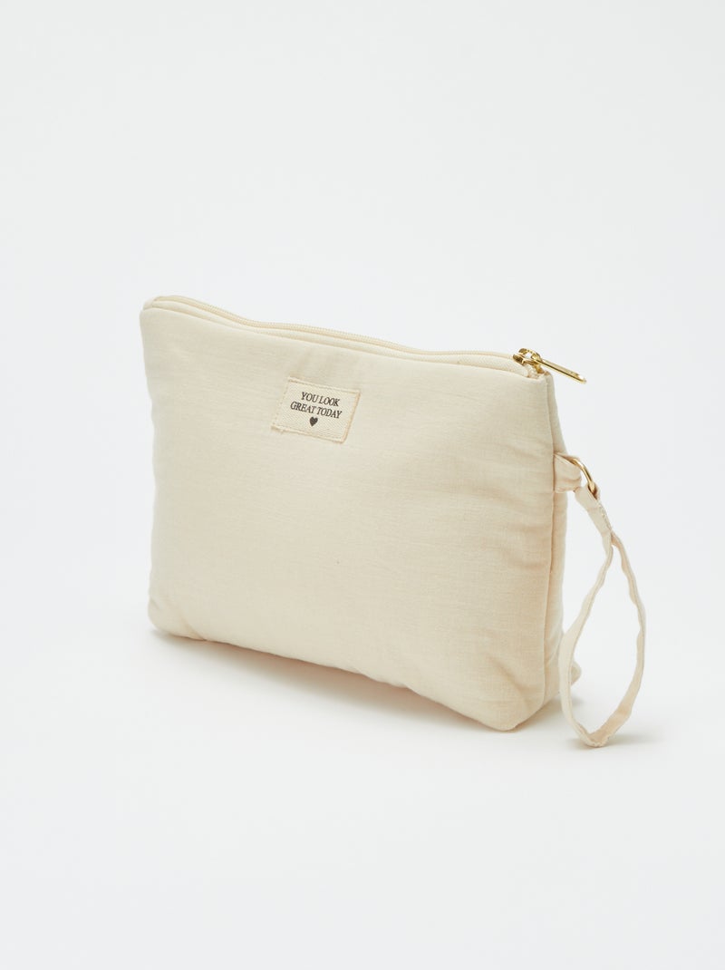 Bolsa de toilette em gaze de algodão BEGE - Kiabi