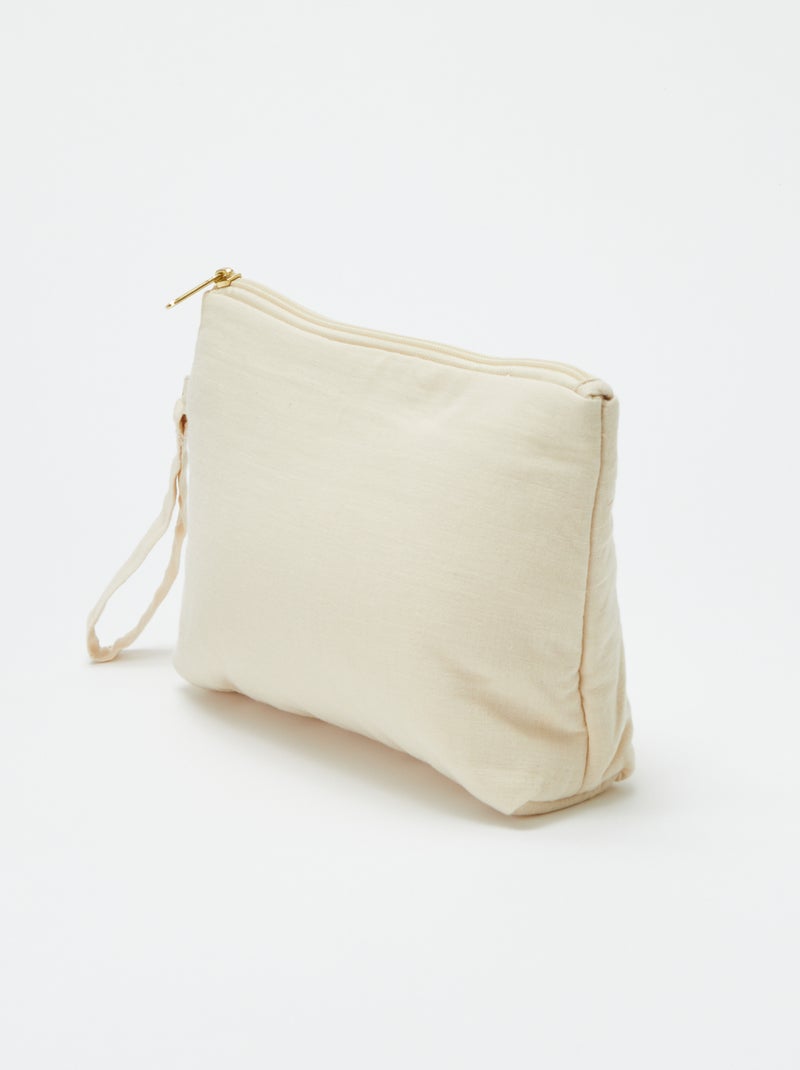 Bolsa de toilette em gaze de algodão BEGE - Kiabi