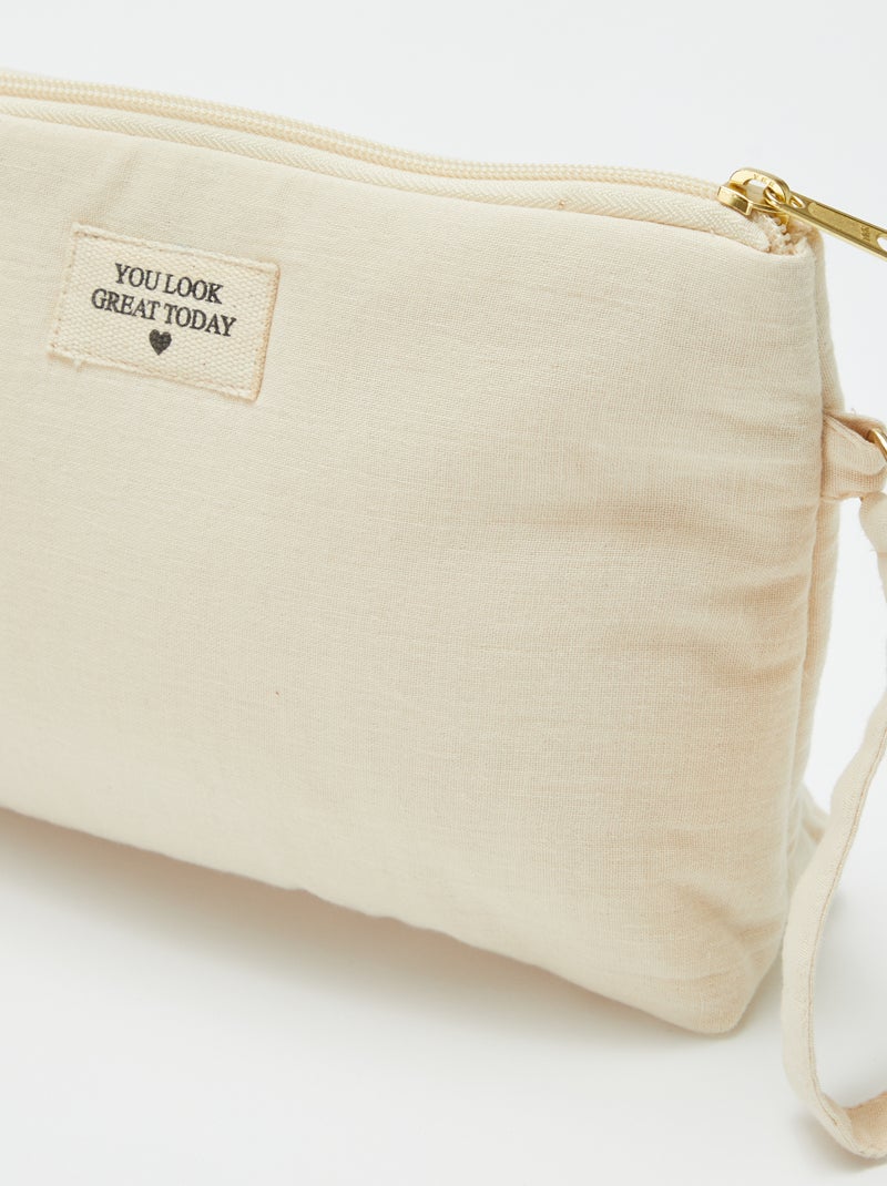 Bolsa de toilette em gaze de algodão BEGE - Kiabi