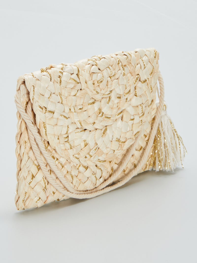 Bolsa em palha + fios brilhantes BEGE - Kiabi