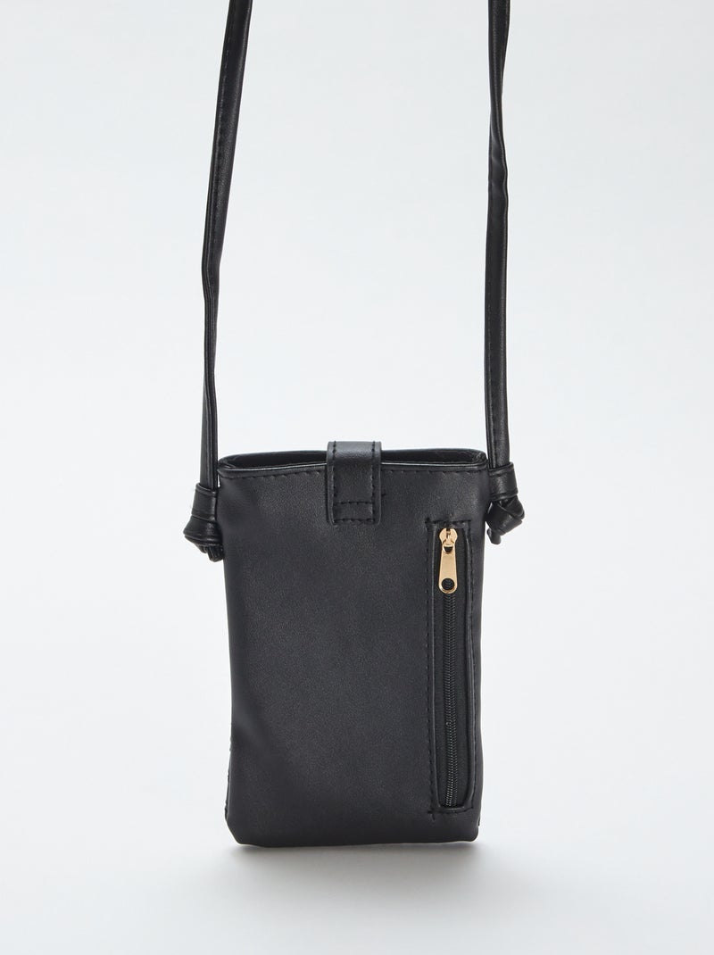 Bolsa em pele sintética para telemóvel Preto - Kiabi