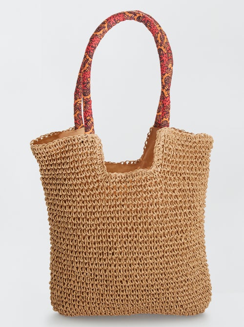 Bolsa forma sacola em palha - Kiabi