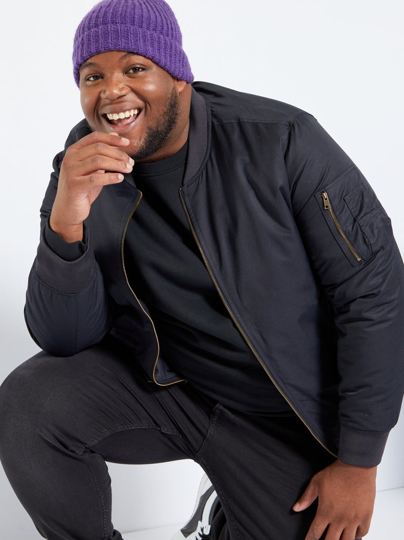 Bomber acolchoado leve Preto - Kiabi