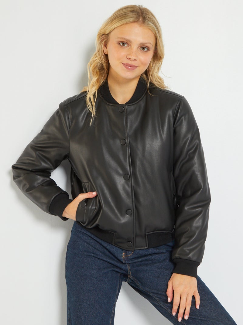 Bomber com botões Preto - Kiabi