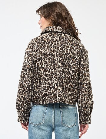 Bomber leopardo com zíper