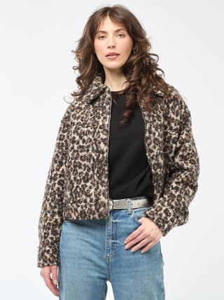 Bomber leopardo com zíper