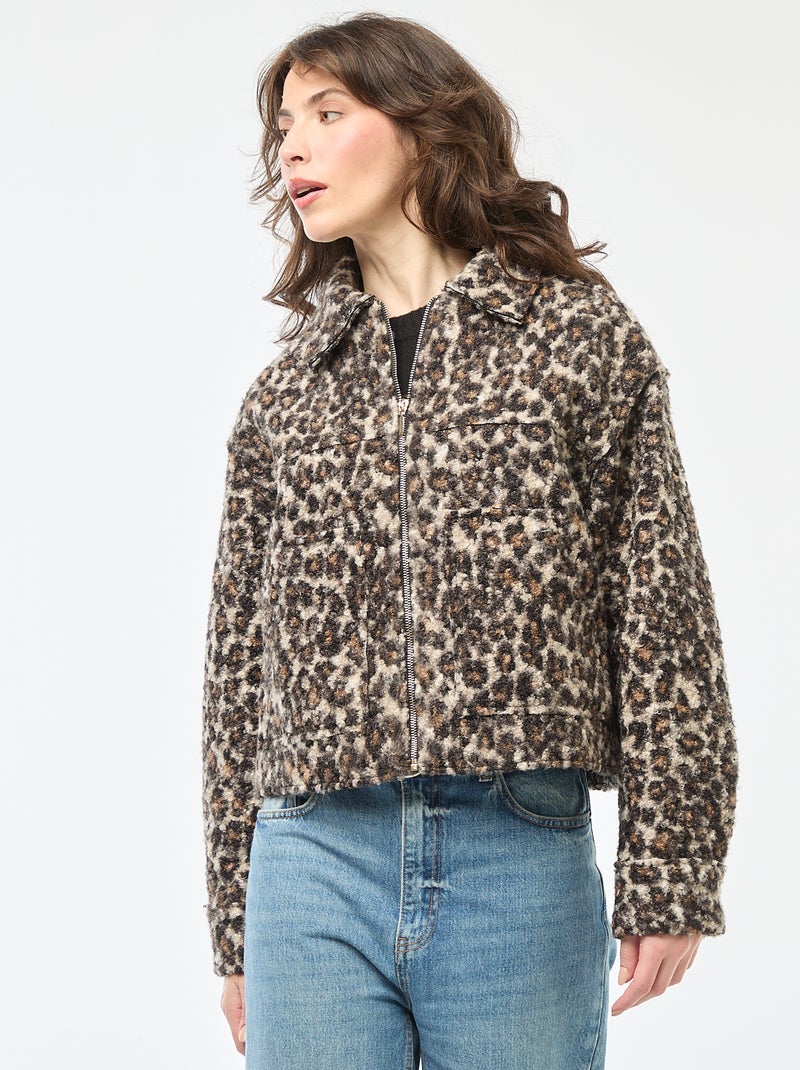 Bomber leopardo com zíper Cinza - Kiabi