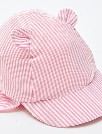 Boné às riscas com orelhas e proteção de nuca