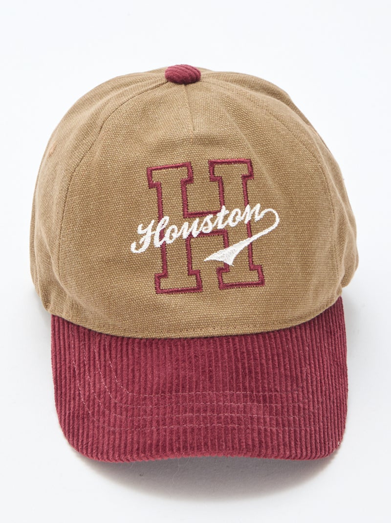 Boné com pala em material canelado Castanho - Kiabi