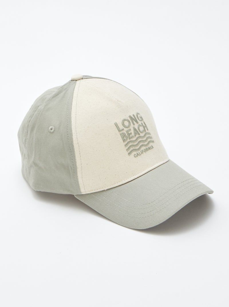 Boné de lona com bordados VERDE - Kiabi