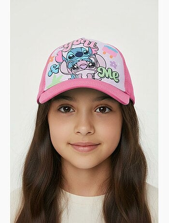 Boné lilo & stitch rosa menina | licença oficial