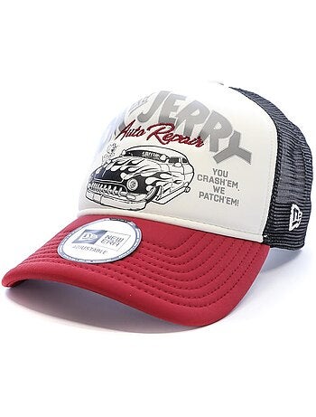 Boné new era jerry auto repair para homem branco/vermelho/preto
