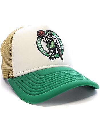 Boné trucker new era nba boston celtics branco/verde com flores para homem