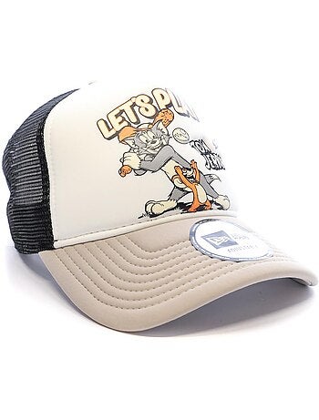 Boné trucker new era tom & jerry cinzento para homem