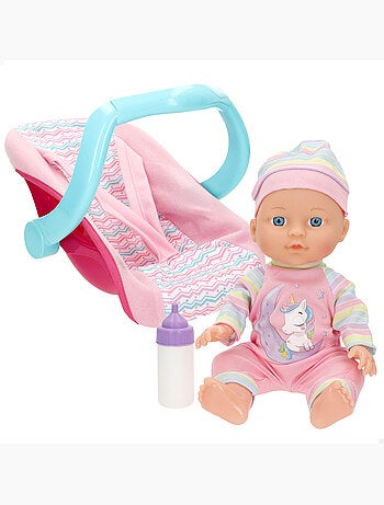 Boneca 30 cm com carrinho de bebé e acessórios colorbaby's
