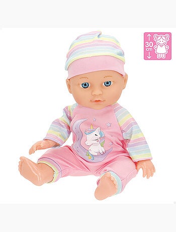 Boneca 30 cm com carrinho de bebé e acessórios colorbaby's