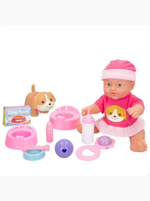 Boneca bebê com cachorro e acessórios colorbaby - Kiabi