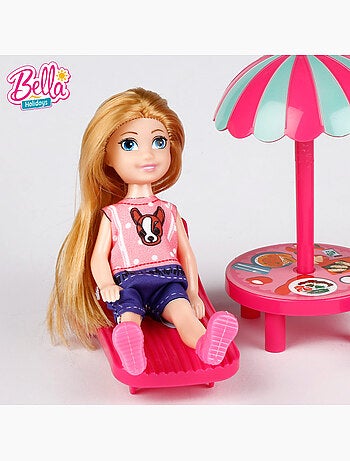 Boneca com carrinha de campismo e acessórios bella