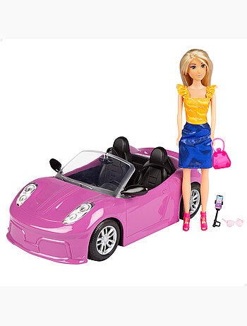 Boneca com carro desportivo e acessórios isabella