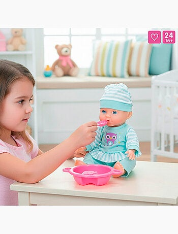 Boneca de bebé 30 cm com cadeira alta e acessórios colorbaby's