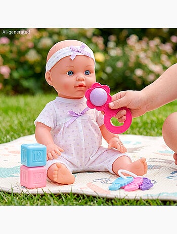 Boneca de bebé de 32 cm com acessórios + 24 meses da colorbaby's
