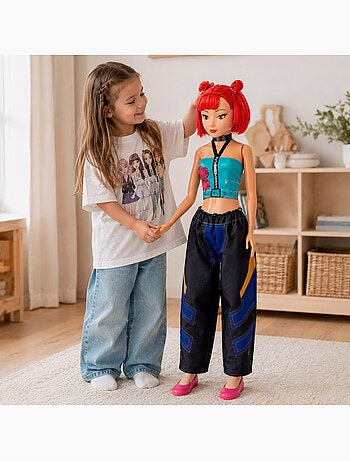 Boneca grande de 105 cm cabelo vermelho +3 anos k-pop diva squad