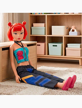 Boneca grande de 105 cm cabelo vermelho +3 anos k-pop diva squad